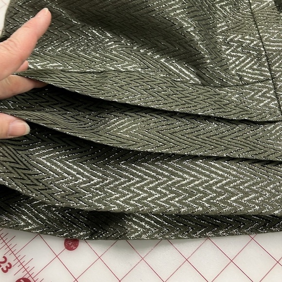 THREAD SOCIAL Cocktail Metallic Pleated SLV Bow Belt Sage Chevron Party Dress 4 - Picture 5 of 16
